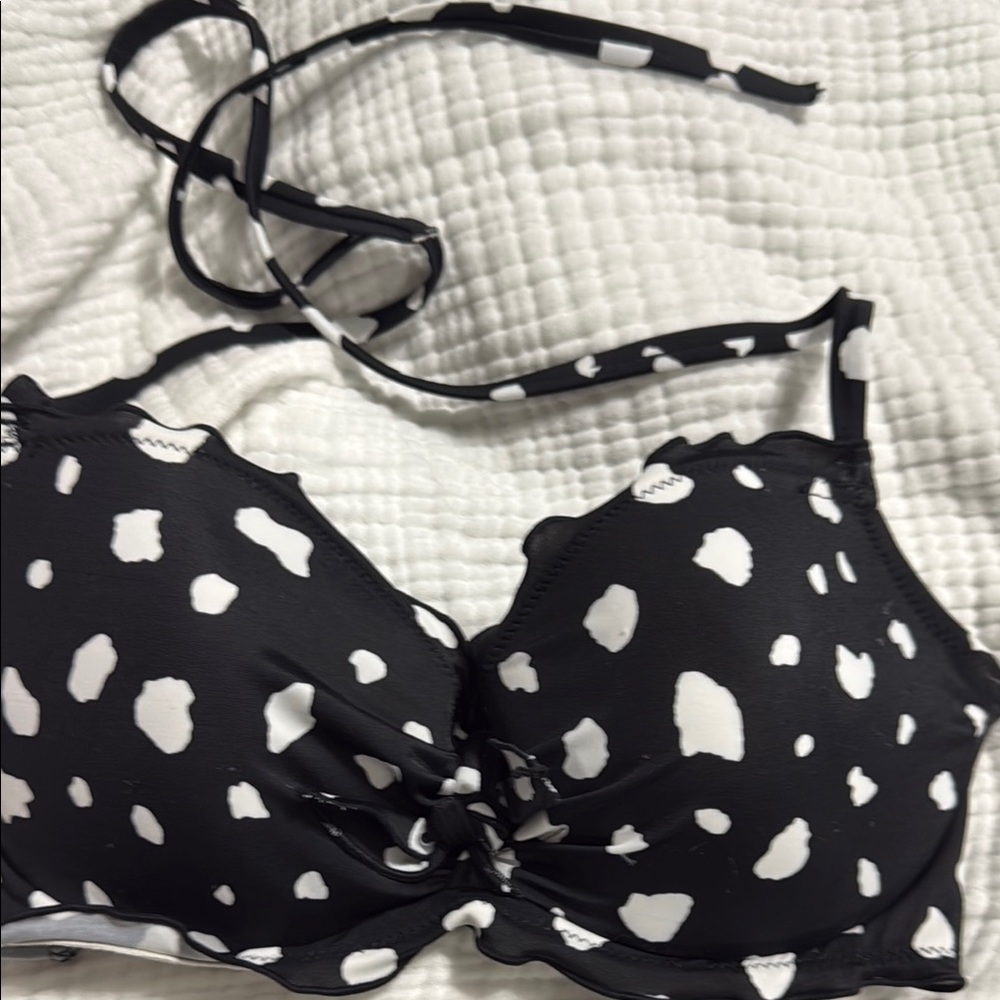 Black and White Polka Dot Bikini Top